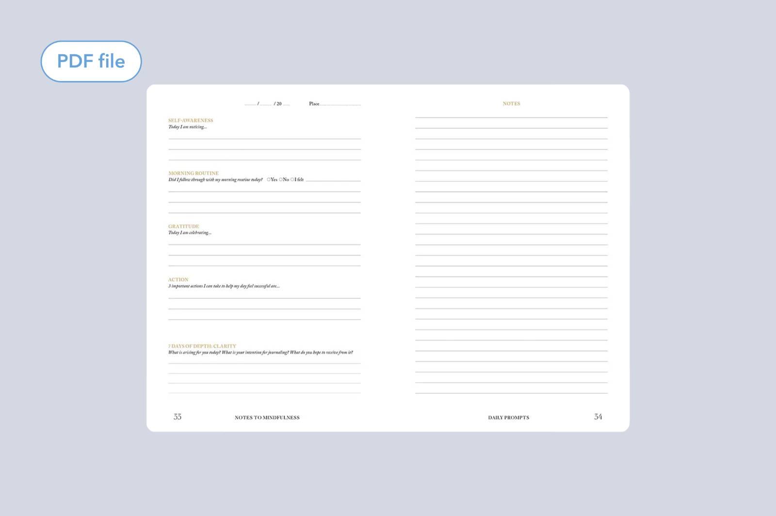 Daily mindfulness journal